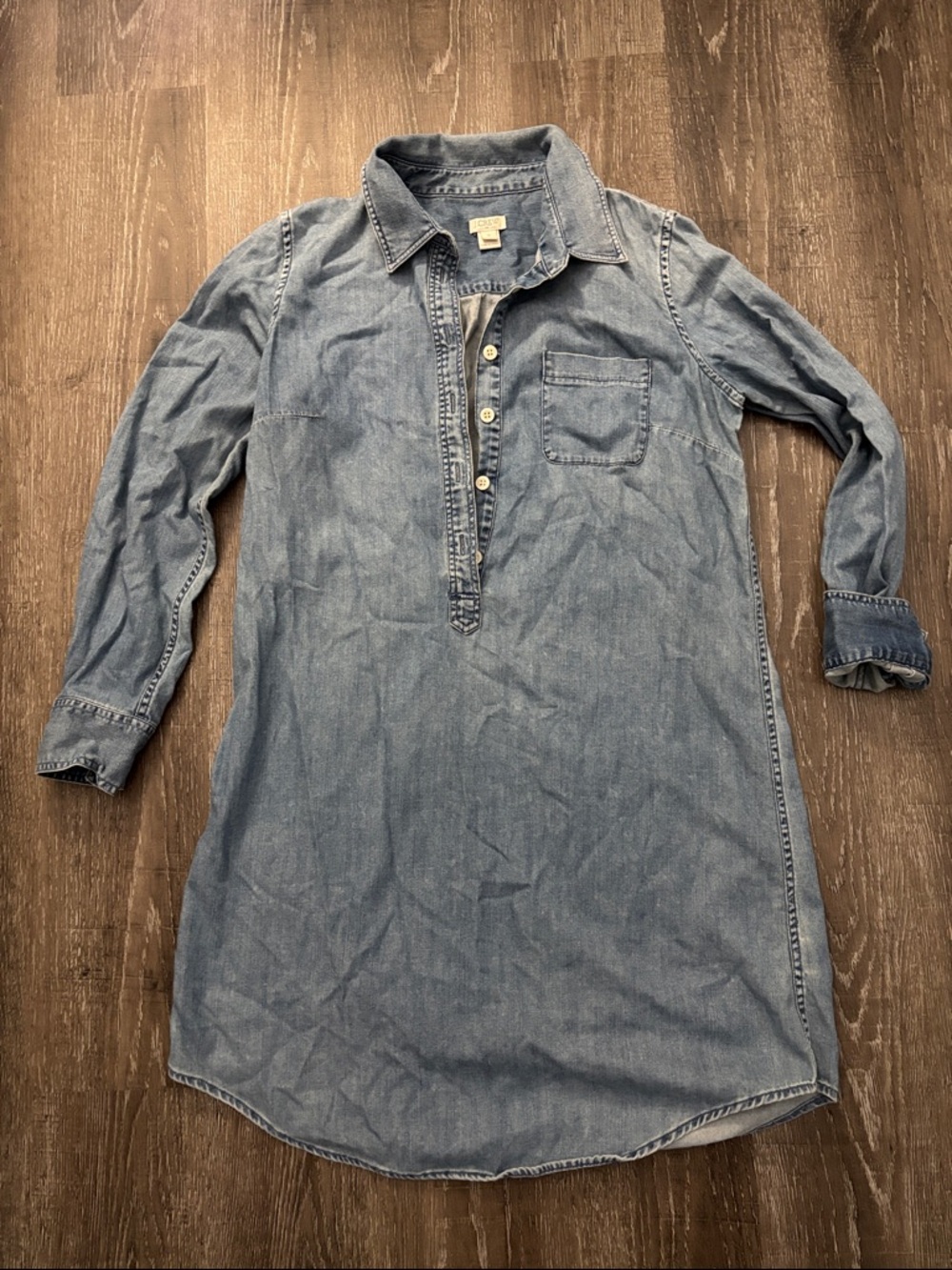 J.Crew Casual Light Blue Denim Long-Sleeve Shirt Dress